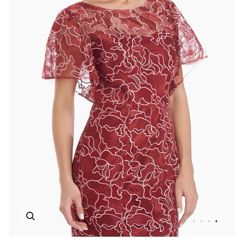 NWT JS Collections Burgundy Lace Midi Dress       Size 6 - Picture 3 of 9